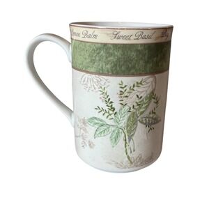 American Atelier Bouquet Garni 5011 Stoneware Herb Botanical Coffee Mug Green